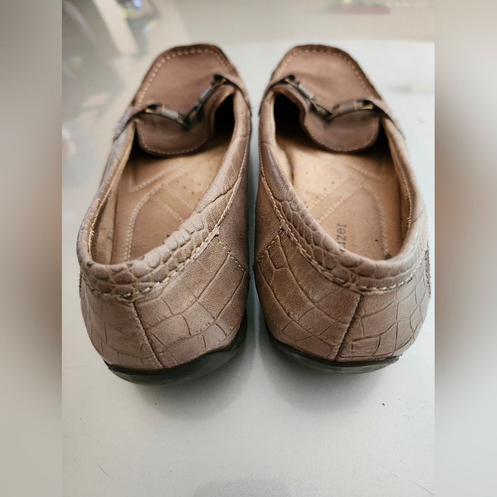 Naturalizer Taupe Suede Moc Toe Loafers with Metal Bit - Picture 3 of 5